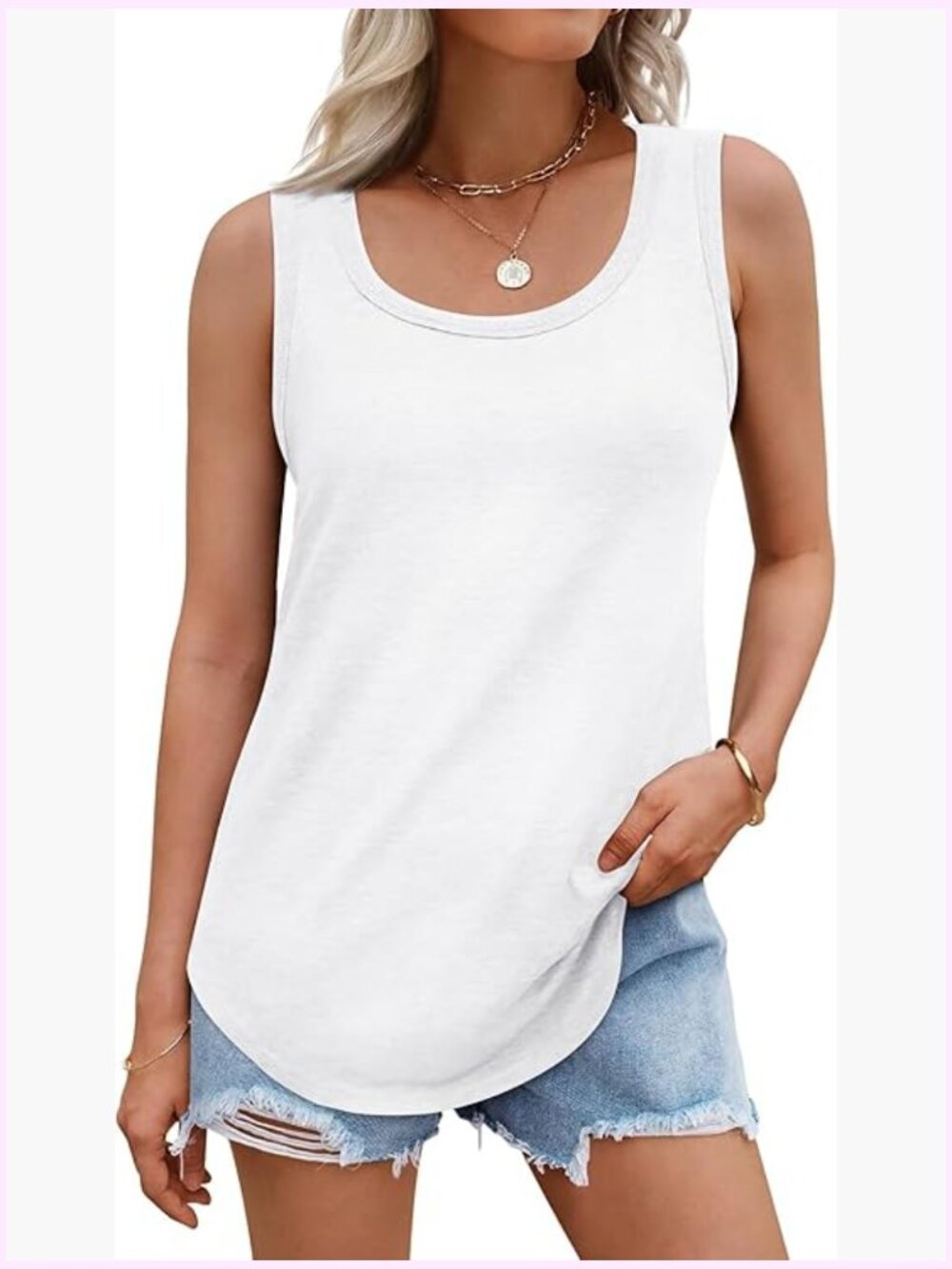 Tank Top for Women Sleeveless Loose Fit Tunic 65% Cotton 35% Polyester